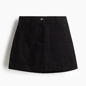 H&M Black Mid Waist Mini Corduroy Skirt Size 4